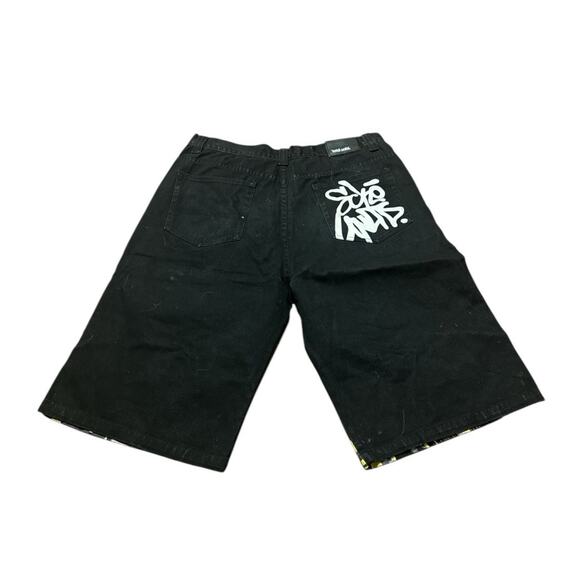Ecko Vintage Y2k Unltd Denim Shorts Tag 40 Fits 36 Baggy Black Factual Grail - Picture 9 of 9